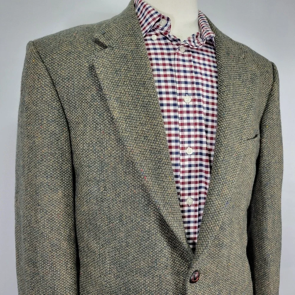 Robert Stock Men's Tweed Sport Coat Blazer Two Button Brown Barley Corn Size 42R